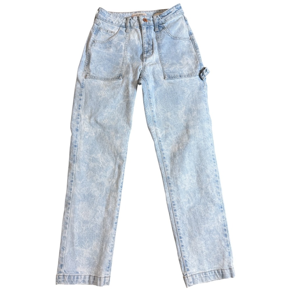 Vintage Guess Womens 1990's Carpenter Fit 25x27 Jeans Faded Distressed Acid Wash
